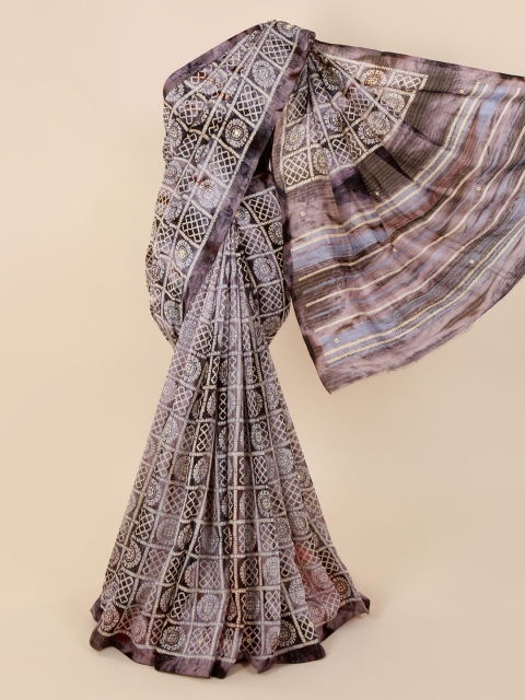 

Pothys Grey Printed Jute Cotton Saree