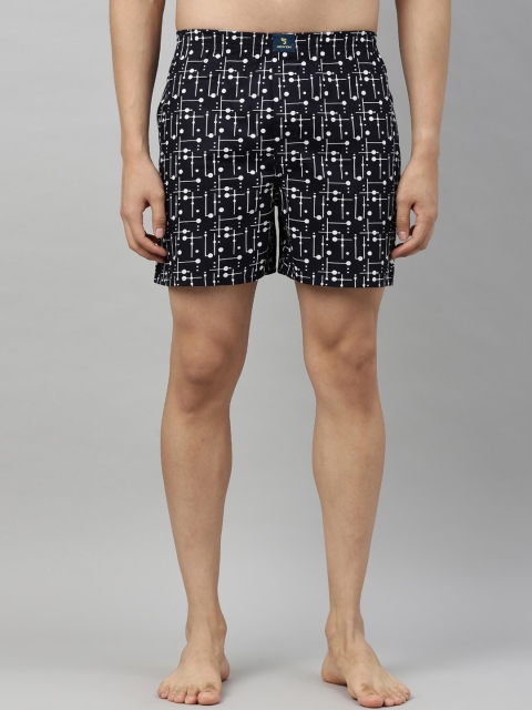 

Joven Men Navy Blue & White Printed Boxers JB1P-BP
