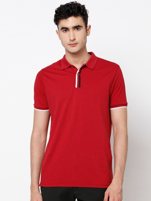 

Blackberrys Men Red Solid Polo Collar T-shirt
