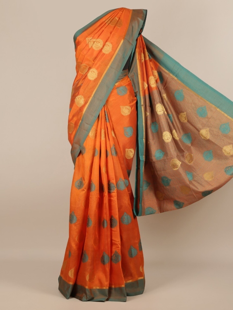 

Pothys Orange Woven Design Jute Silk Saree