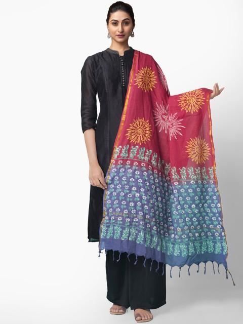 

Unnati Silks Magenta & Blue Printed Dupatta