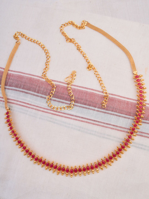 

Alankruthi Gold-Plated Pink Stone-Studded Kamarbandh