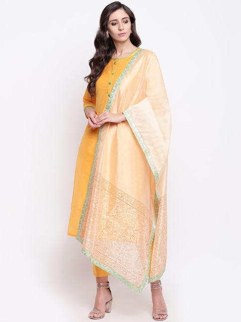 

Shakumbhari Cream-Coloured & Brown Printed Dupatta