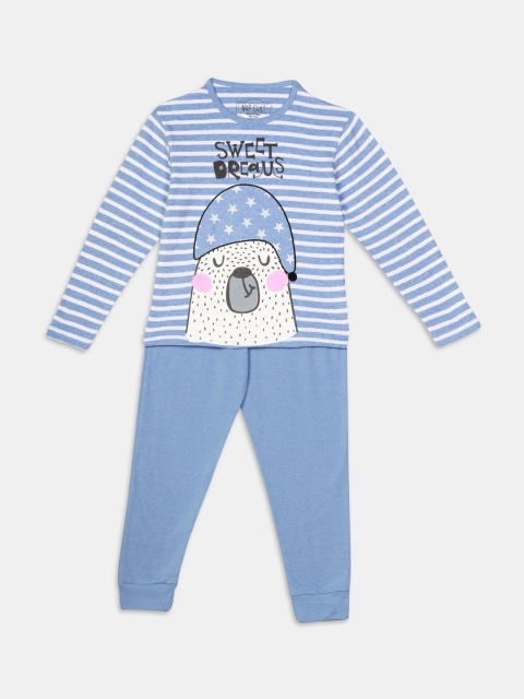 

Nap Chief Girls Blue Printed Cotton Night suit
