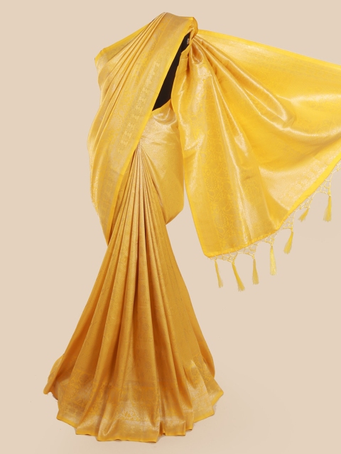 

Pothys Yellow Art Silk Solid Banarasi Saree