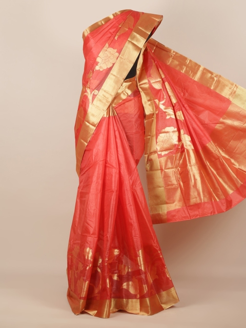 

Pothys Orange Pure Silk Woven Design Tussar Saree