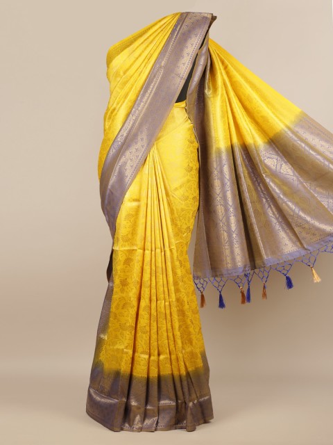 

Pothys Yellow Woven Design Jute Silk Saree