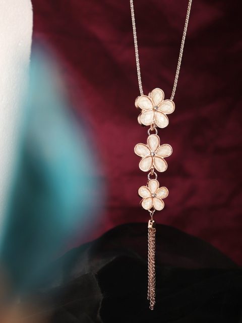 

ANIKAS CREATION Gold-Plated Cream-Color Stone-studded Handcrafted Pendant With Chain