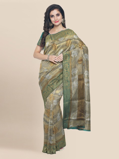 

KLM Fashion Mall Gold-Toned Silk Blend Woven Design Banarasi Saree