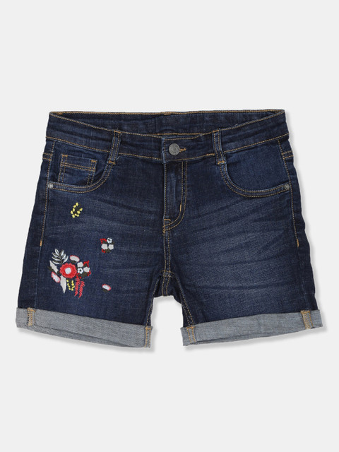 

Cherokee Girls Blue Self Design Regular Fit Denim Shorts