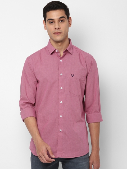 

Allen Solly Men Pink Slim Fit Self Design Casual Cotton Shirt