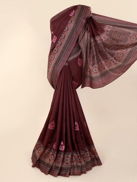 

Pothys Maroon Embroidered Jute Cotton Saree