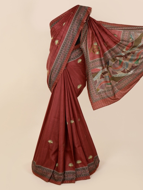

Pothys Maroon Woven Design Jute Cotton Saree