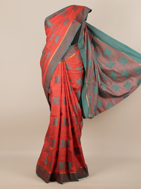 

Pothys Red Woven Design Jute Silk Saree
