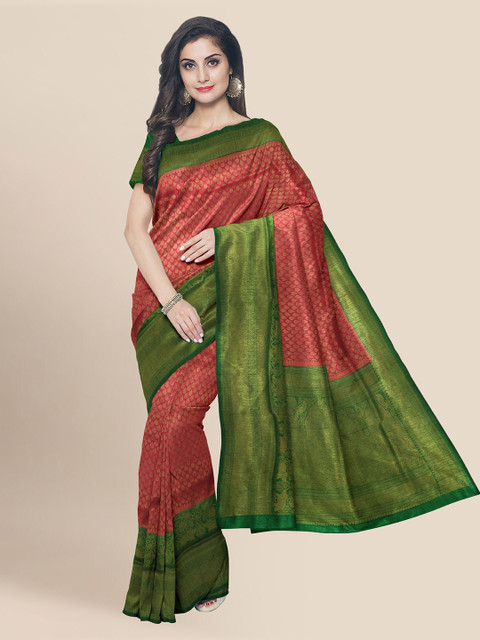 

KLM Fashion Mall Red Silk Blend Woven Design Banarasi Saree