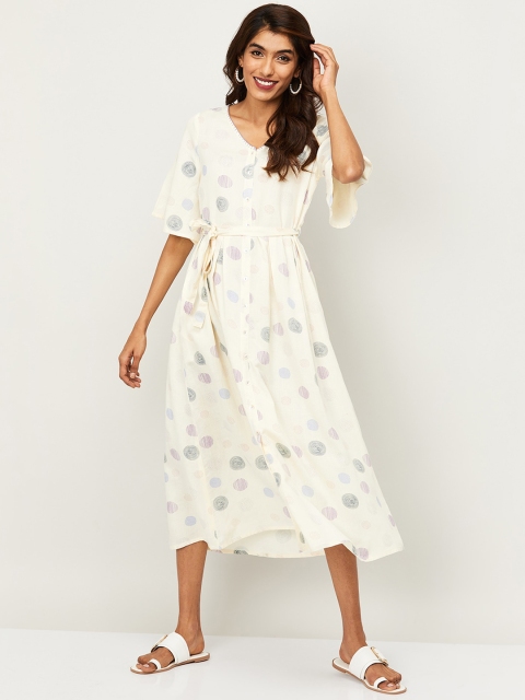 

Colour Me by Melange Women Off-White Printed Fit and Flare Dress
