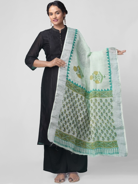 

Unnati Silks Green & Grey Printed Dupatta