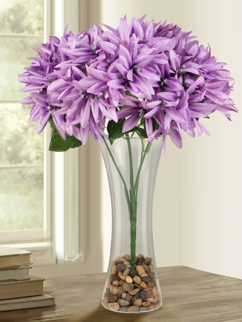 

TIED RIBBONS Purple & Green Artificial Plant with Glass Pot