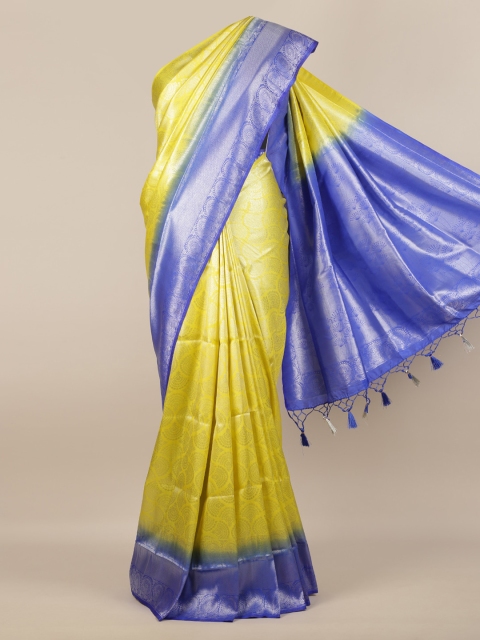 

Pothys Yellow & Blue Jute Silk Woven Design Saree