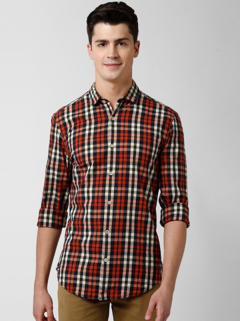 

Peter England Casuals Men Red Slim Fit Checked Casual Shirt