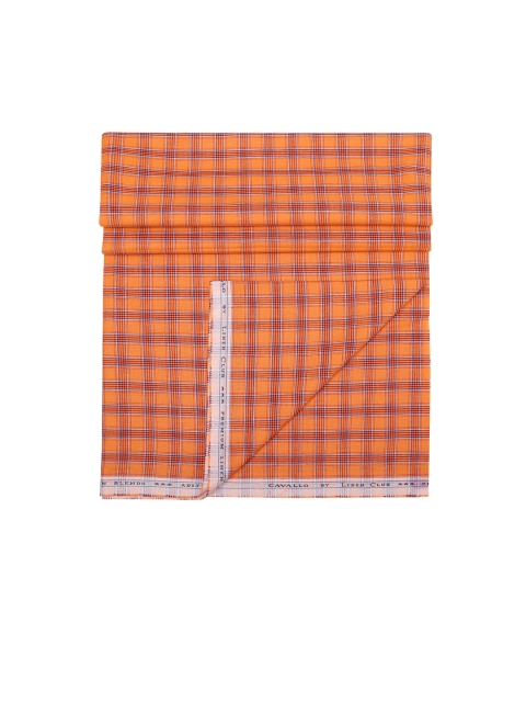 

CAVALLO by Linen Club Men Orange & White Checked Shirting Fabric