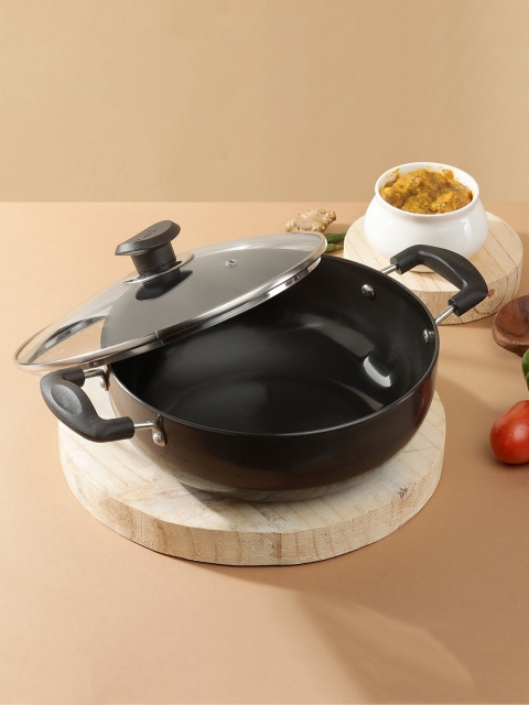 

Vinod Black Aluminium Hard Anodised Kadai With Lid 2600ML