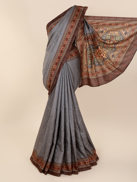 

Pothys Grey Solid Jute Cotton Saree