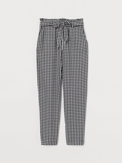 

H&M Girls White & Black Checked Paper Bag Trousers