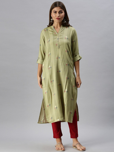 

Soch Women Green Ethnic Motifs Printed Kurta