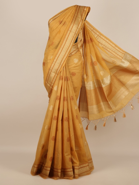 

Pothys Yellow Woven Design Jute Silk Saree