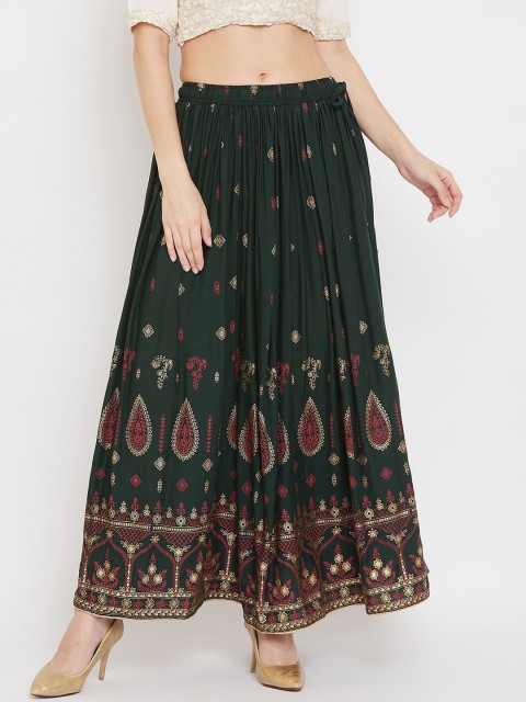 

Clora Creation Women Green & Red Printed Flared Maxi Skirt