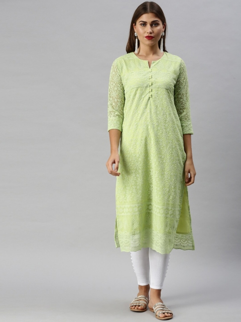 

Soch Women Green Embroidered Georgette Kurta
