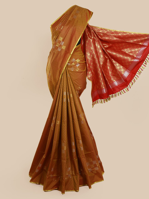 

Pothys Rust Brown Woven Design Art Silk Saree