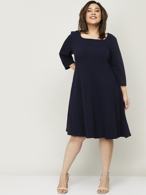 

nexus Women Navy Blue Solid A-Line Dress