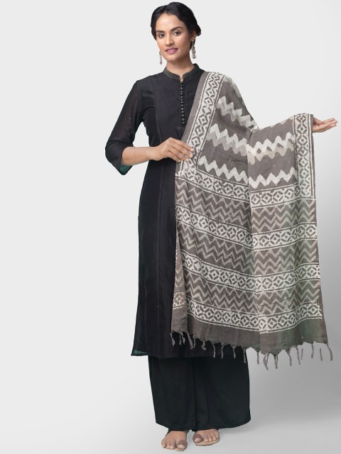 

Unnati Silks Grey & Off-White Printed Dupatta