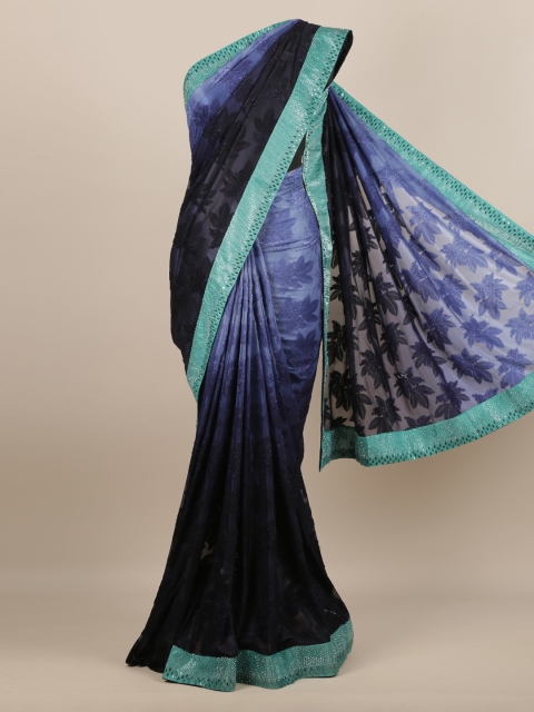 

Pothys Blue & Black Net Dyed Saree