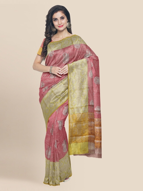 

KLM Fashion Mall Pink Silk Blend Woven Design Banarasi Saree