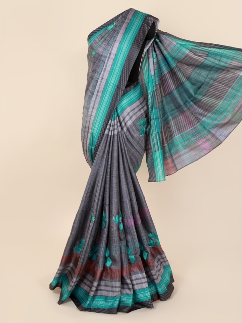 

Pothys Grey Embroidered Jute Cotton Saree