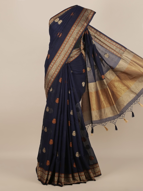 

Pothys Navy Blue Woven Design Jute Silk Saree