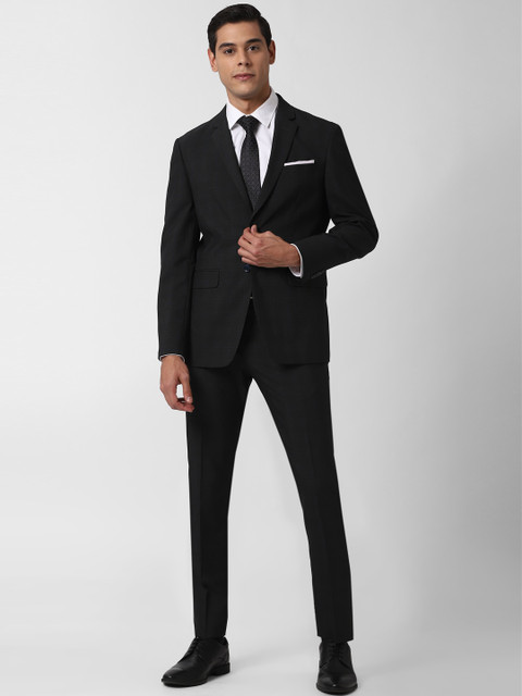 

Peter England Elite Men Black Checked Slim-Fit Single-Breasted Two-Piece Formal Suit