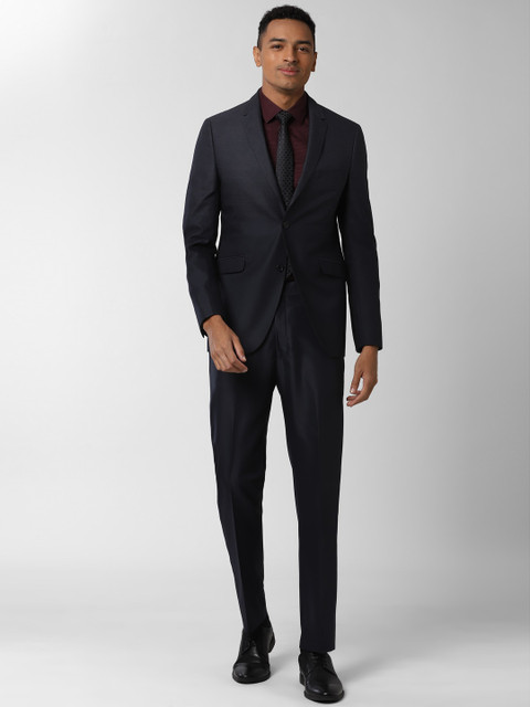 

Peter England Elite Men Navy Blue Solid Slim-Fit Single-Breasted Two-Piece Suit