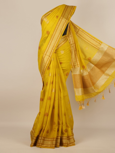 

Pothys Mustard Yellow Woven Design Jute Silk Saree