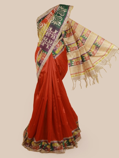 

Pothys Multicoloured Printed Jute Silk Saree, Multi