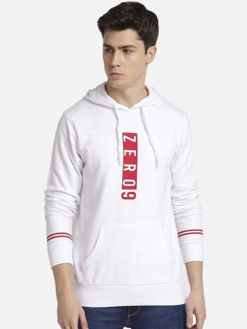 

MASH UNLIMITED Men White & Red Printed Hooded Sweatshirt