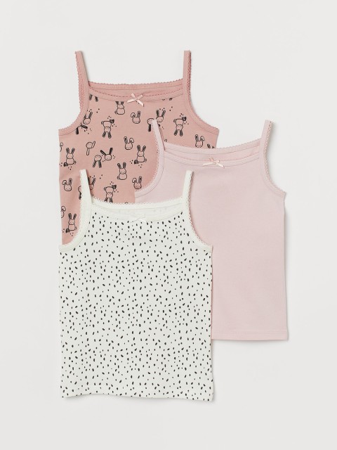 

H&M Girls 3-Pack Jersey Strappy Tops, White