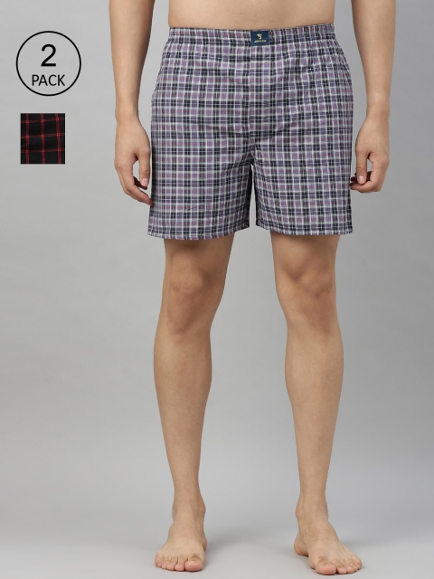 

Joven Men Pack Of 2 Checked Boxers JB2C008, Black