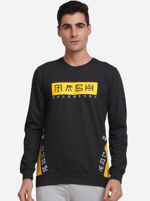 

MASH UNLIMITED Men Charcoal Printed Sweatshirt