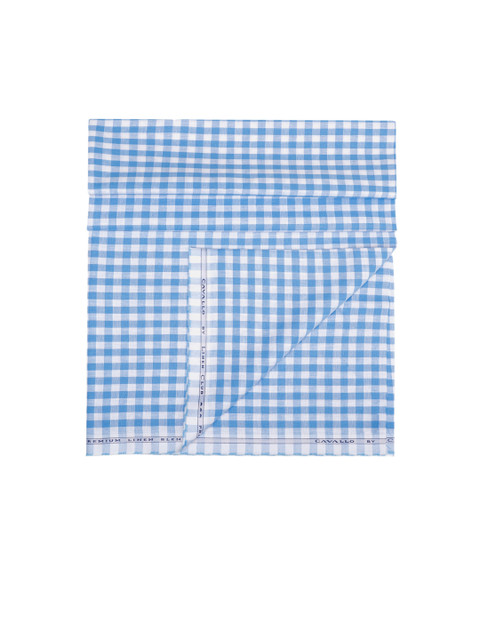 

CAVALLO by Linen Club Men White & Blue Checked Shirting Fabric