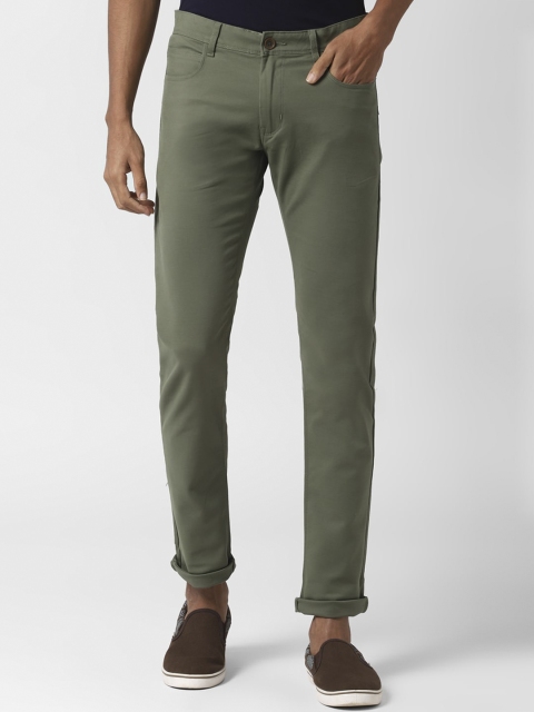 

Peter England Casuals Men Olive Green Skinny Fit Solid Chinos