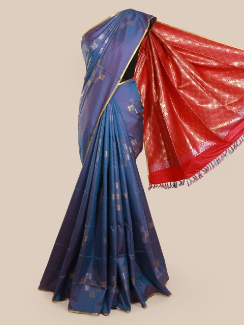 

Pothys Blue Woven Design Art Silk Saree With Tasseled Pallu
